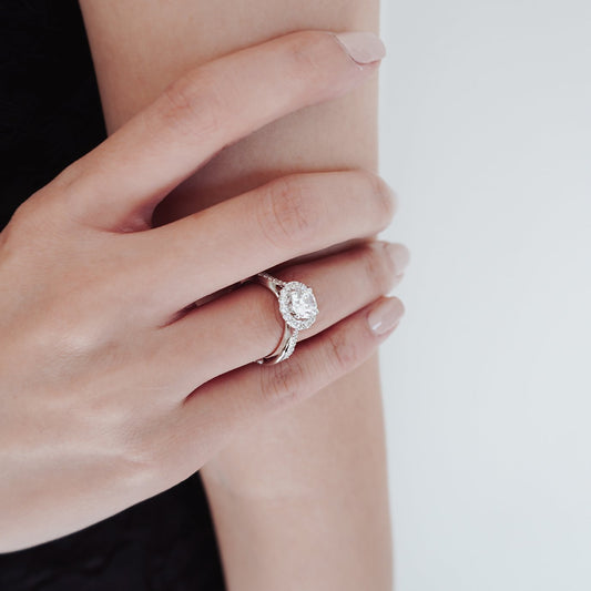 1 CT Round Halo & Criss Cross Pave Moissanite Engagement Ring
