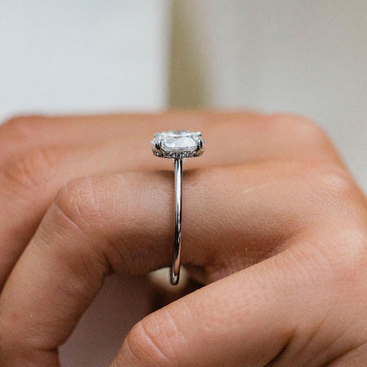 2.75 CT Round Hidden Halo & Pave Moissanite Engagement Ring