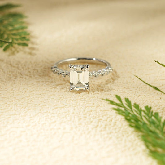 2.0 CT Emerald Pave Moissanite Engagement Ring