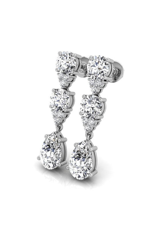 5 TCW Pear Cut Drop Moissanite Earrings