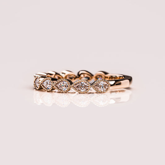 0.8 TCW Pear Milgrain Moissanite Wedding Band