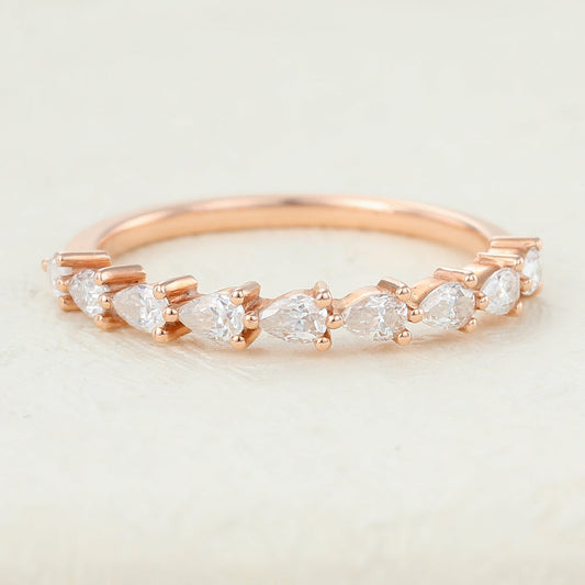 0.63 TCW Pear Half Eternity Moissanite Wedding Band