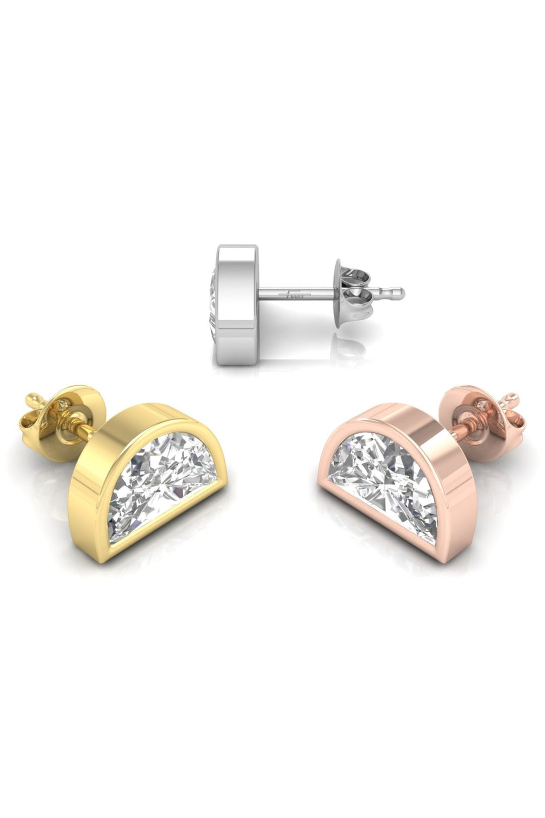 1.2 CT Half Moon Cut Stud Moissanite Earrings