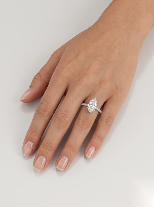 1 CT Marquise Pave Moissanite Engagement Ring