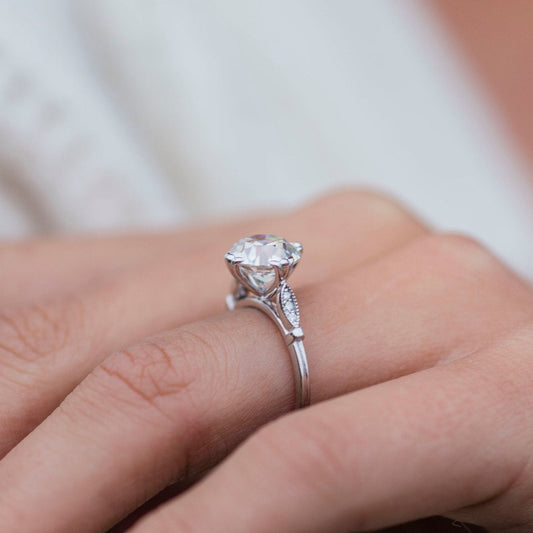 2.5 CT Round Vintage Pave Moissanite Engagement Ring
