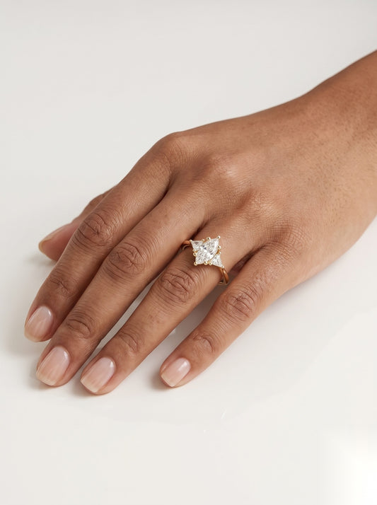 0.5 CT Marquise Three Stone Moissanite Engagement Ring