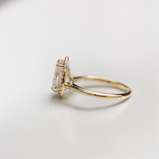 2.35 CT Pear Halo Moissanite Engagement Ring