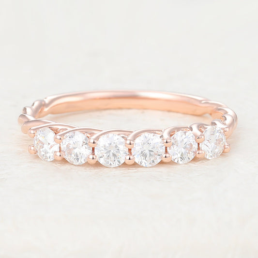 0.6 TCW Round Half Eternity Moissanite Wedding Band