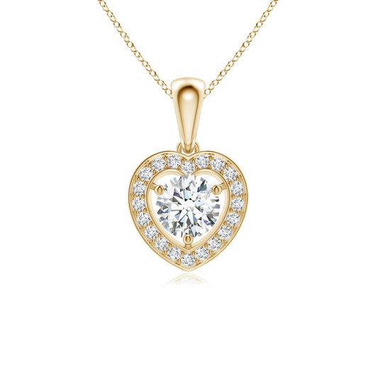 1.0 CT Round Cut Heart Shaped Halo Style Moissanite Diamond Necklace
