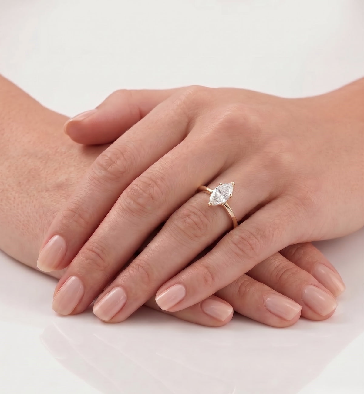 1.5 CT Marquise Solitaire Moissanite Engagement Ring