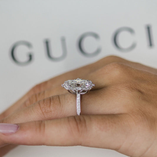 3.4 CT Radiant Halo & Pave Moissanite Engagement Ring