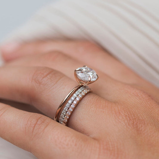 3.5 CT East West Oval Solitaire Moissanite Engagement Ring