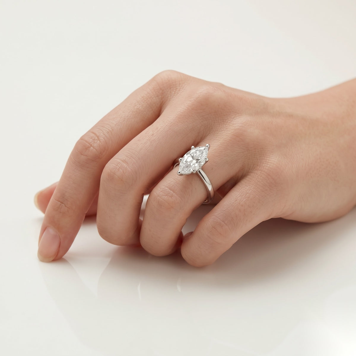 0.5 CT Marquise Solitaire Moissanite Engagement Ring
