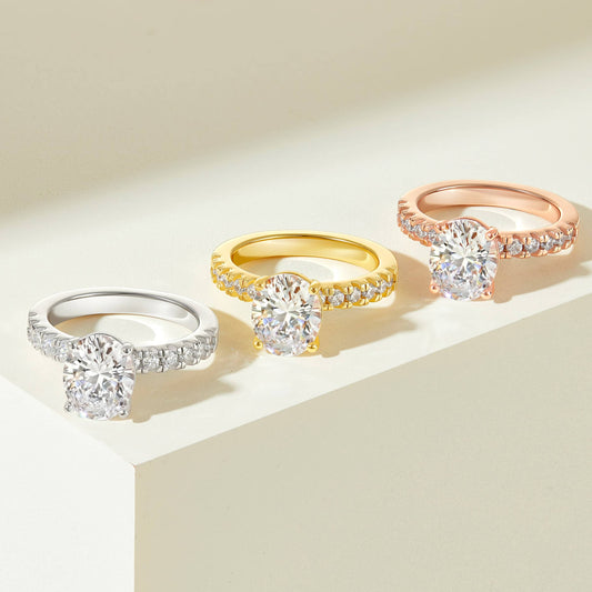3 CT Oval Pave Moissanite Engagement Ring