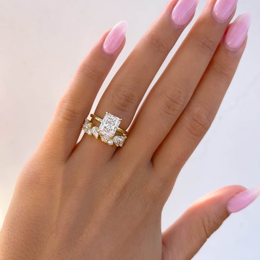 3 CT Radiant Hidden Halo Moissanite Engagement Ring