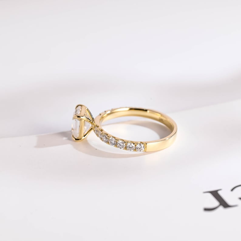 Stunning 1.0 - 2.0 CT Asscher Moissanite Engagement Ring With Pave Design 10