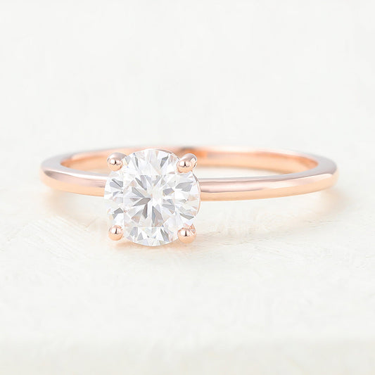 0.68 CT Round Solitaire Moissanite Engagement Ring