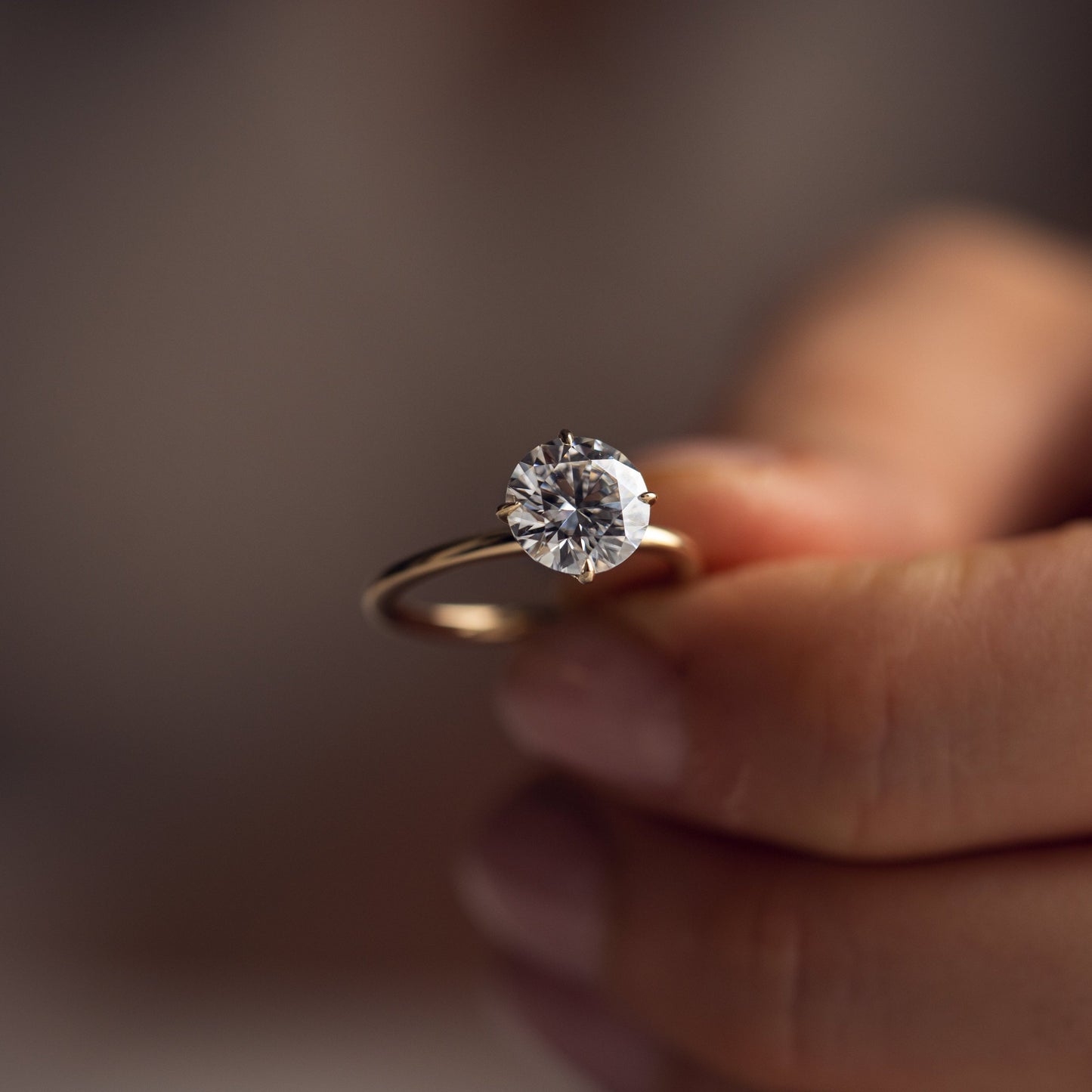 1.35 CT Round Solitaire Moissanite Engagement Ring
