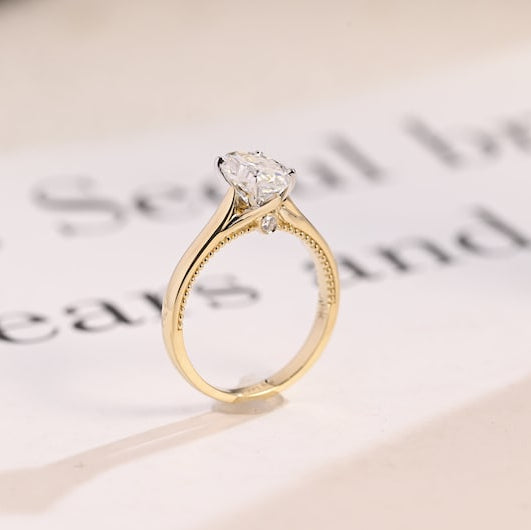 2.0 CT Marquise Solitaire Moissanite Engagement Ring