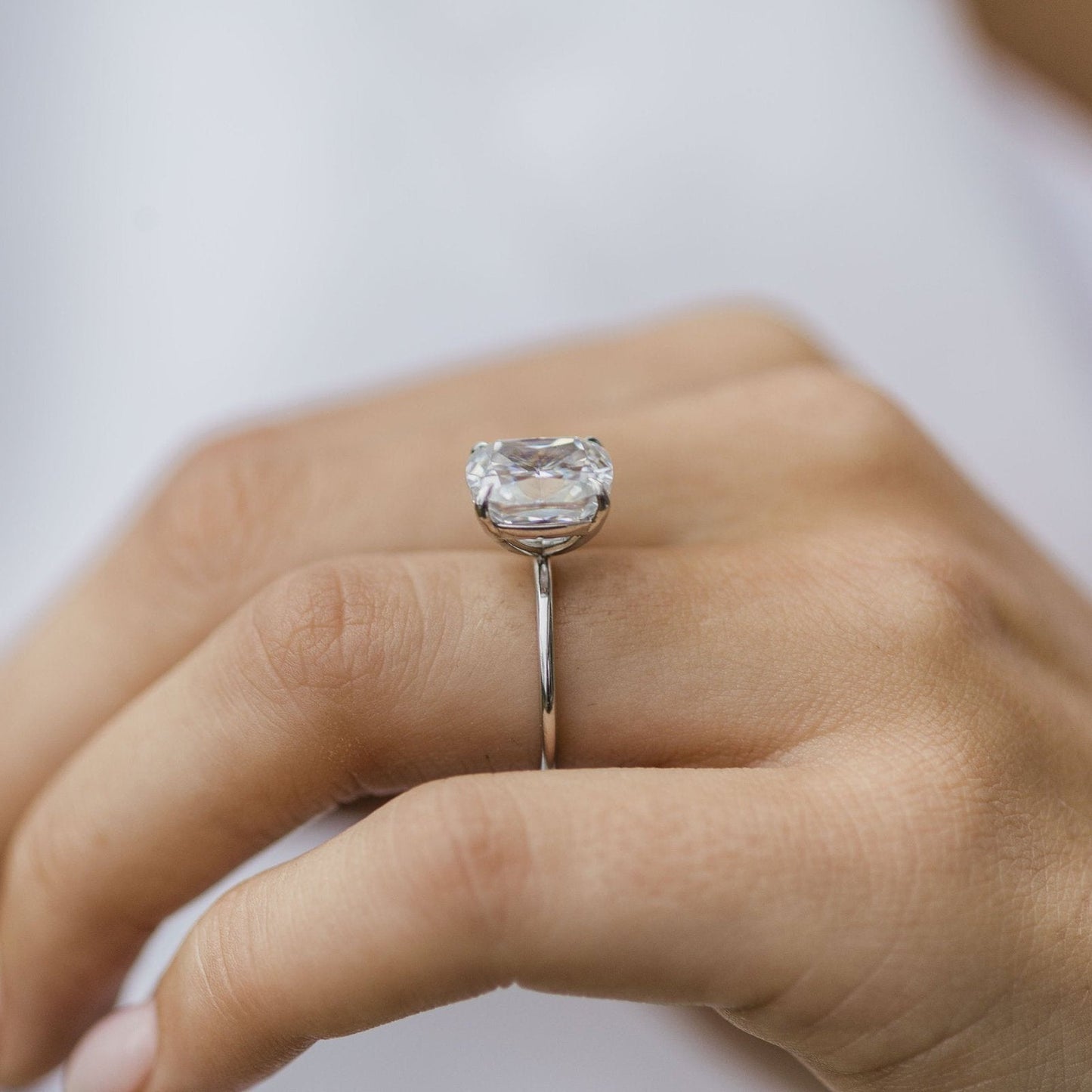 4.5 CT Cushion Solitaire Moissanite Engagement Ring