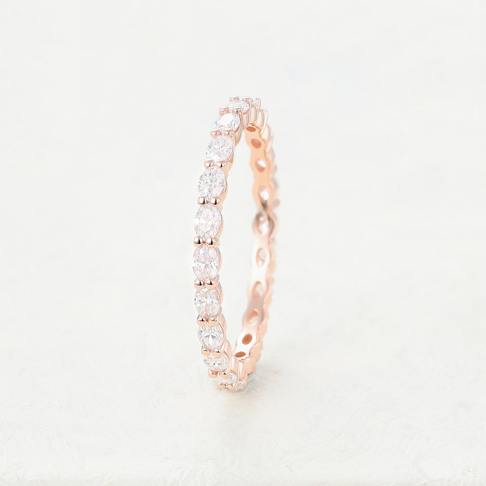 1.32 TCW Oval Shaped Moissanite Full Eternity Wedding Band
