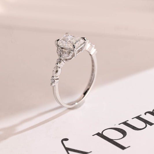 2.0 CT Radiant Pave Moissanite Engagement Ring