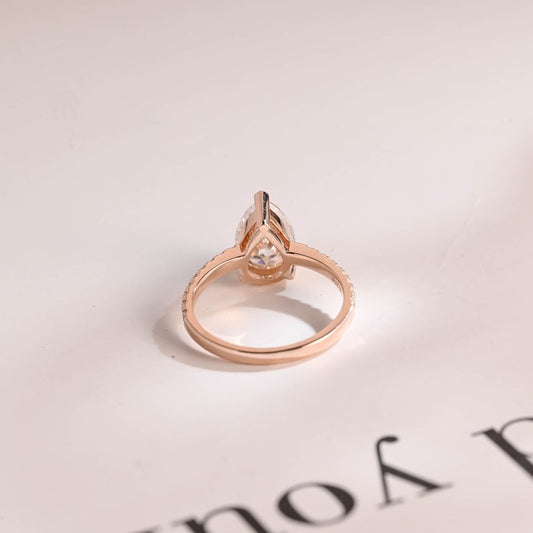 2.0 CT Pear Pave Moissanite Engagement Ring