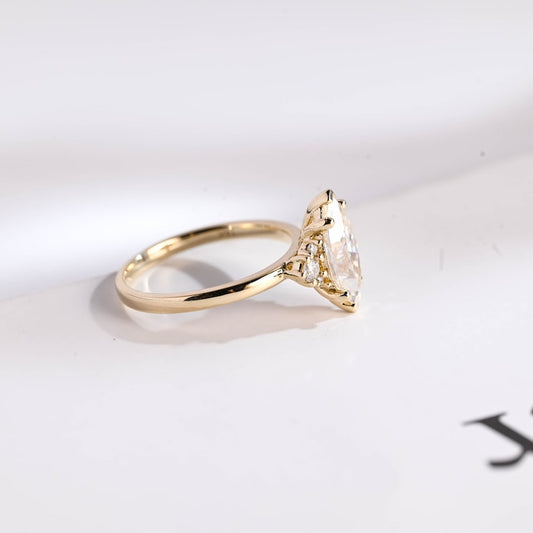 2.0 CT Marquise Three Stone Moissanite Engagement Ring