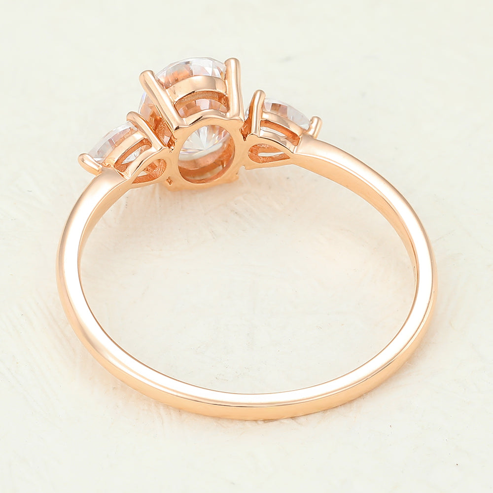 1.33 CT Round Shaped Moissanite Engagement Ring In Three Stone Design