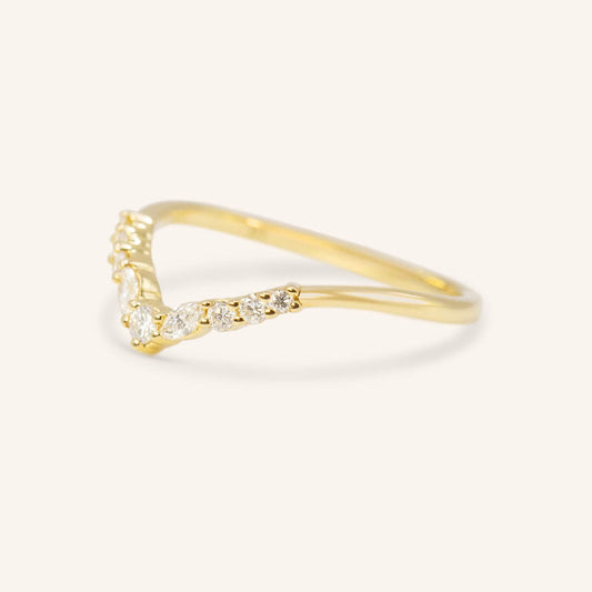 0.23 TCW Round Curved Moissanite Wedding Band