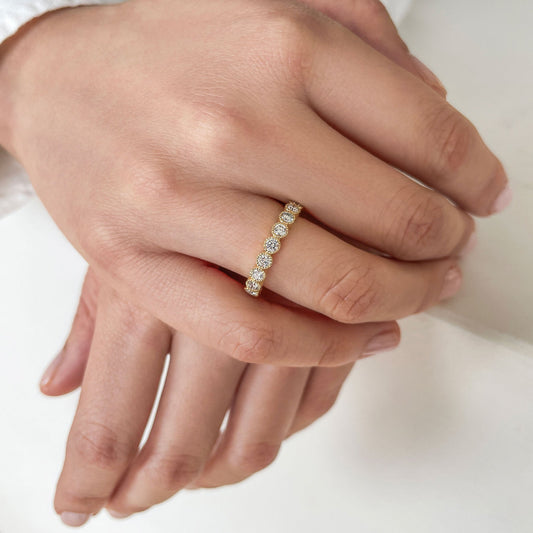0.5 TCW Round Milgrain Moissanite Wedding Band