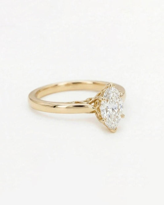 1 CT Marquise Solitaire Moissanite Engagement Ring