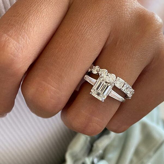 2 TCW Asscher & Round Full Eternity Moissanite Wedding Band