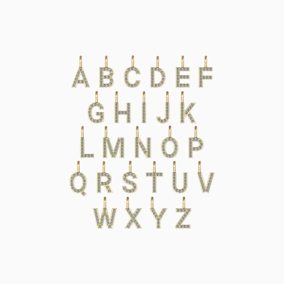 0.08 TCW Round Moissanite Initial Necklace