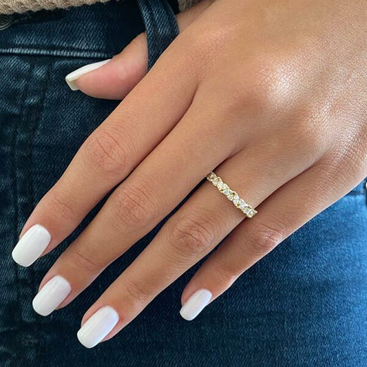 0.8 TCW Marquise & Round Full Eternity Moissanite Wedding Band