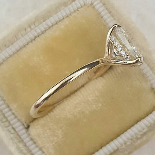 2.1 CT Radiant Hidden Halo Moissanite Engagement Ring