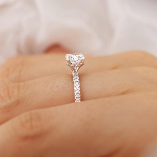 1.5 CT Round Pave Moissanite Engagement Ring