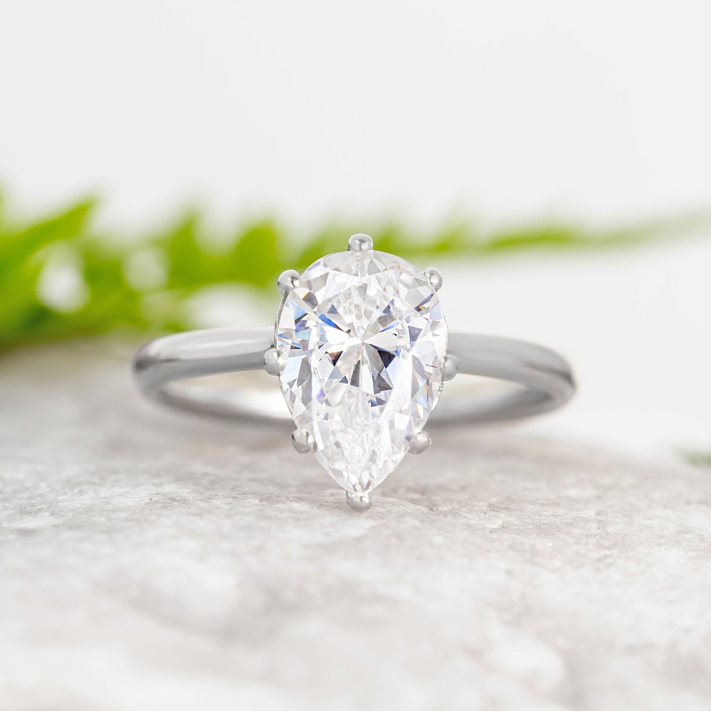 1.75 CT Pear Solitaire Moissanite Engagement Ring