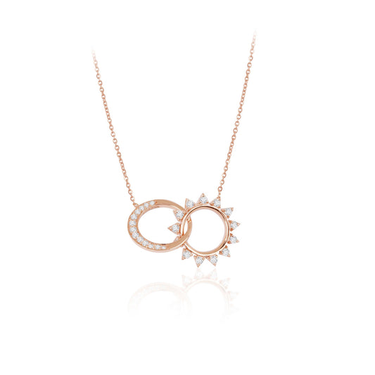 0.5 TCW Round Moissanite Sun-Moon Pendant Necklace