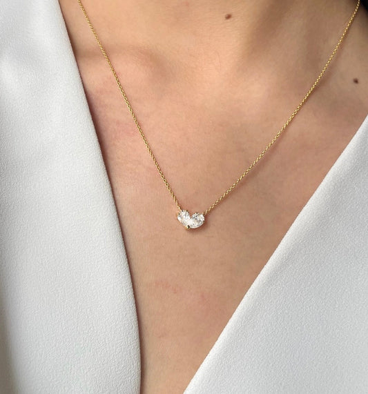 2 TCW Pear Moissanite Two Stone Necklace