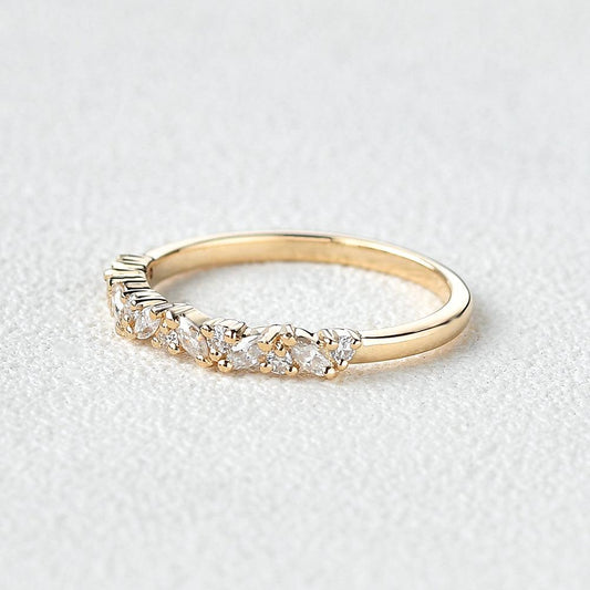 0.26 TCW Marquise & Round Half Eternity Moissanite Wedding Band