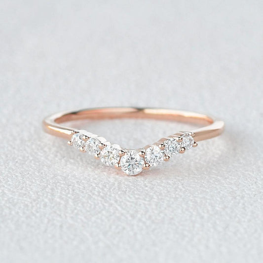 0.22 TCW Round Curved Moissanite Wedding Band