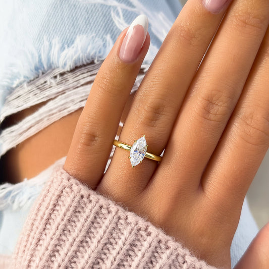 1.22 CT Elongated Cushion Solitaire Moissanite Engagement Ring