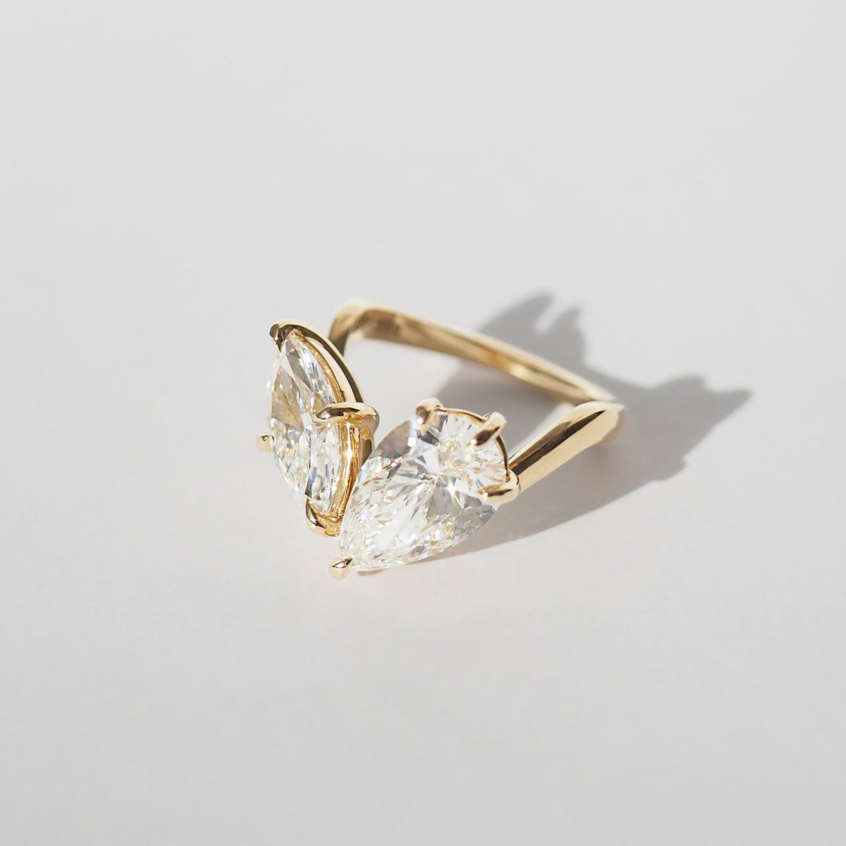 4.1 CT Pear Toi Et Moi Moissanite Engagement Ring