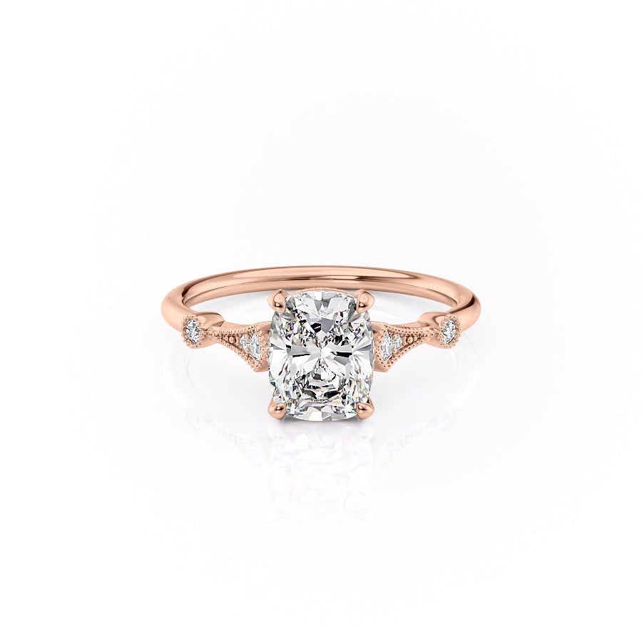 2.0 CT Elongated Cushion Cut Hidden Halo Moissanite Engagement Ring 12