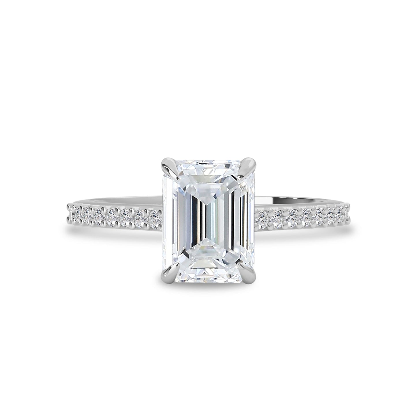 1.60 CT Emerald Moissanite Pave Setting Engagement Ring - farrellouise