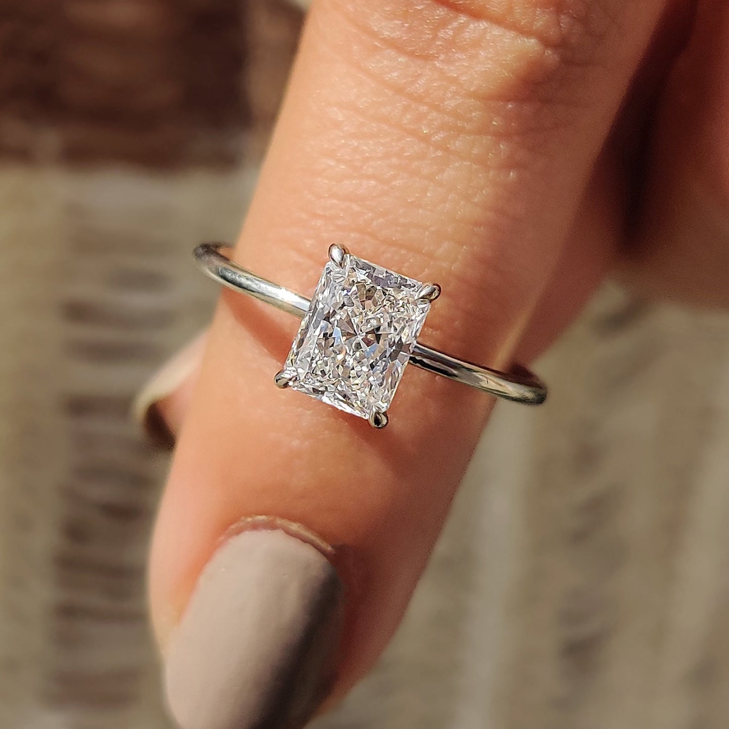 1 CT Radiant Solitaire Moissanite Engagement Ring