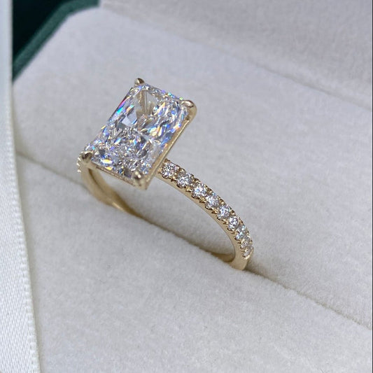 2.30 CT Radiant Pave Moissanite Engagement Ring