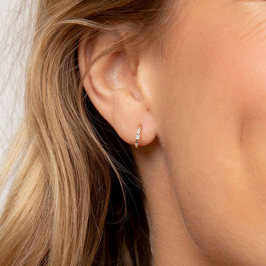 0.8 TCW Baguette Moissanite Huggies Earrings
