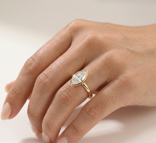 2 CT Marquise Pave Lab Grown Engagement Ring